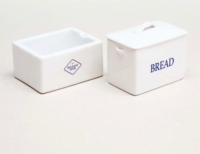Cowfield Design Mini White Ceramic Bread Bin | Small Kitchen Storage with Lid