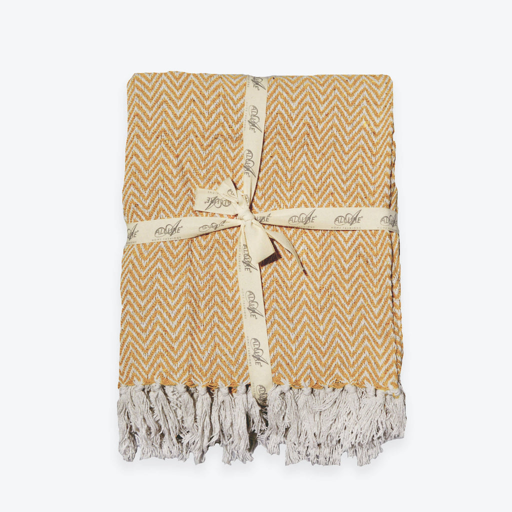 Audley Cotton Chevron Herringbone Throw - 100% Cotton