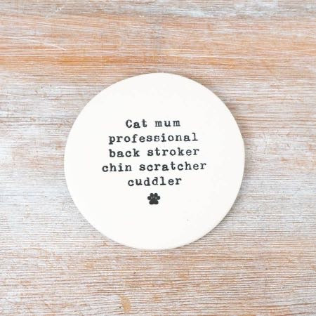 “Funny cat mum coaster with text professional back stroker chin scratcher cuddler”