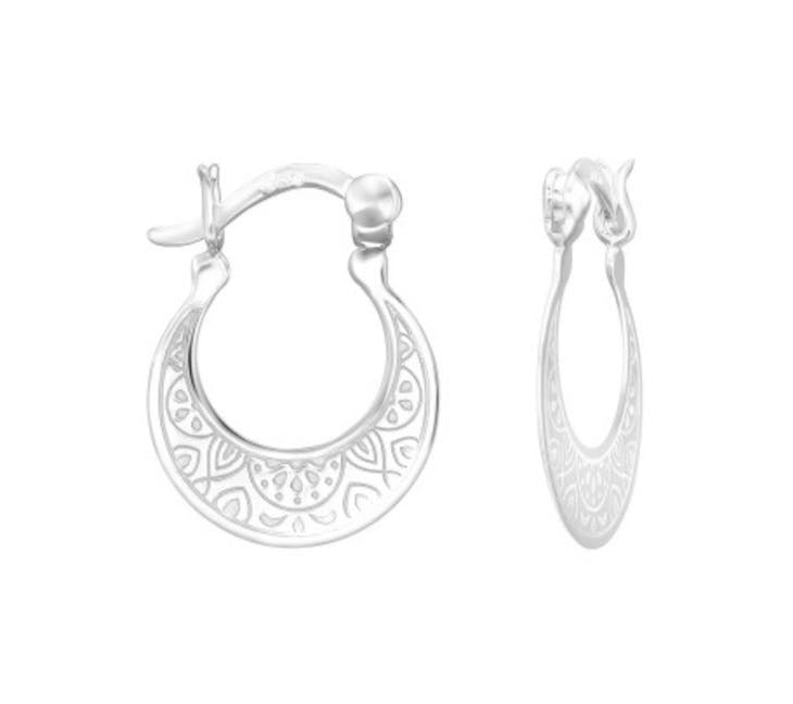 Sterling Silver Patterned Ear Hoops