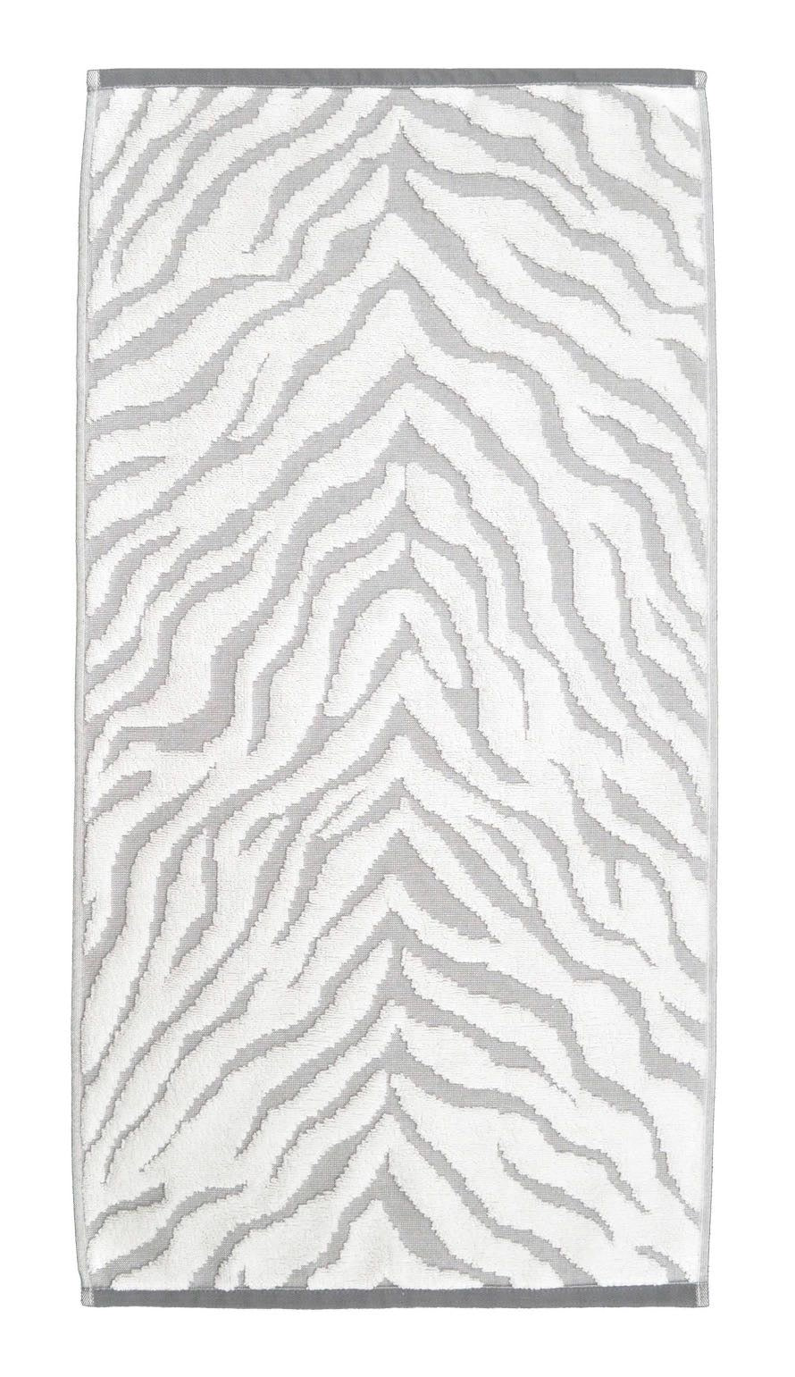 Zebra Print Sculpted Towels in Luxury Cotton - White/Grey
