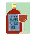 Happy Father’s Day card with bottle and glass illustration and bold label design