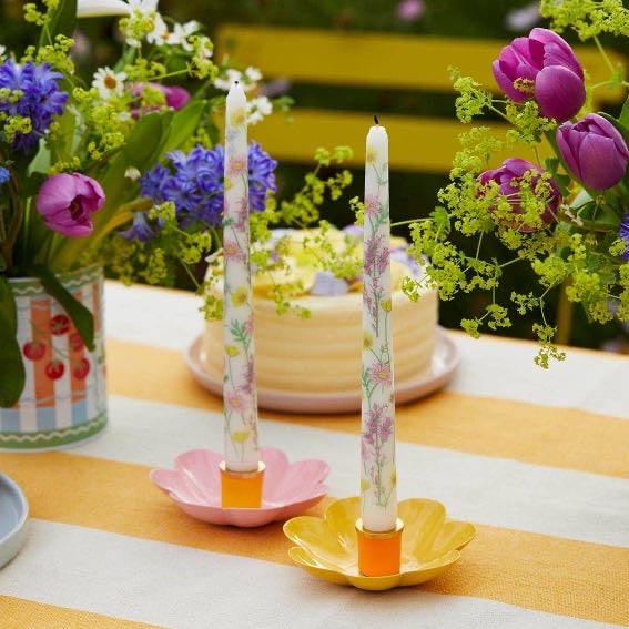 Talking Tables Floral Dinner Candles | Wildflower Taper Candles