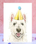 West Highland Terrier Pompom Birthday Card