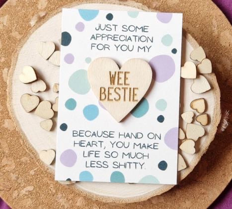 Wee bestie wooden hug card from parful stuff 