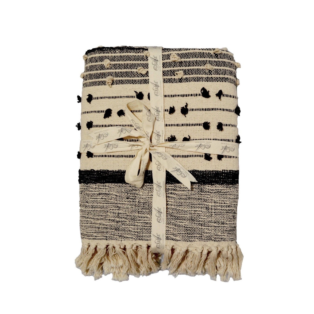 Nina Bobble Boho Throw - Scandi Monochrome Textured Blanket