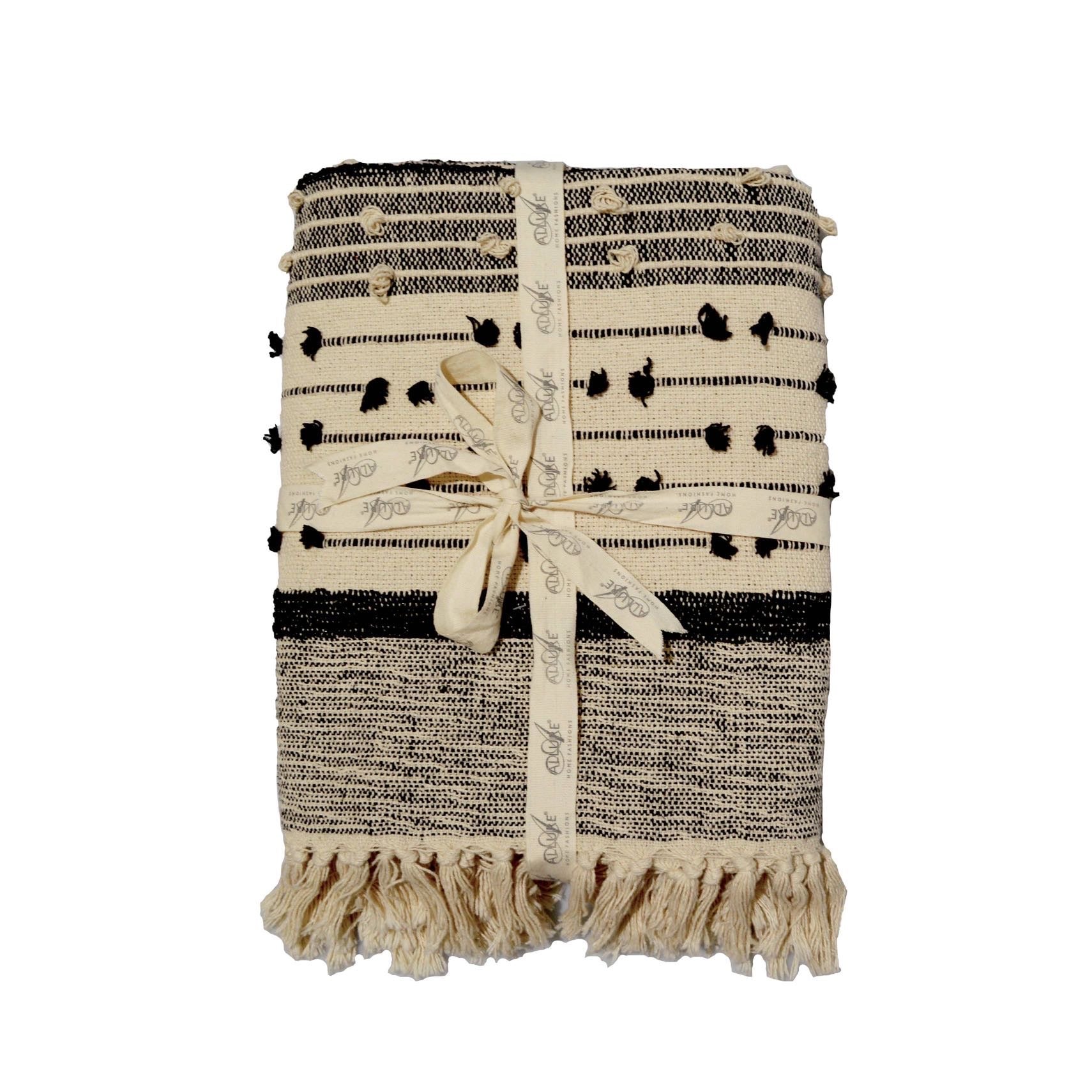Nina Bobble Boho Throw - Scandi Monochrome Textured Blanket