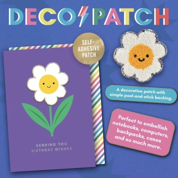 Decopatch Birthday Wishes Card with Removable Self-Adhesive Flower Patch