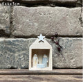 Tiny Nativity Set In Stable - East Of India