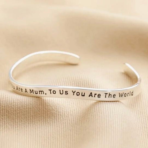 Adjustable Organic Meaningful Silver Mum Bangle