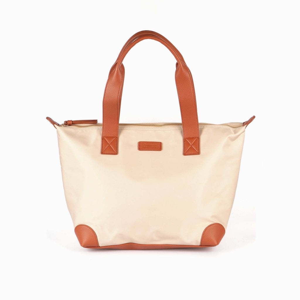 Harlowe Classic Tote Bag - Cream, Nylon/PU-Sarta