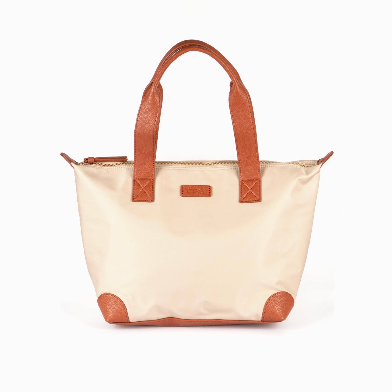Harlowe Classic Tote Bag - Cream, Nylon/PU-Sarta