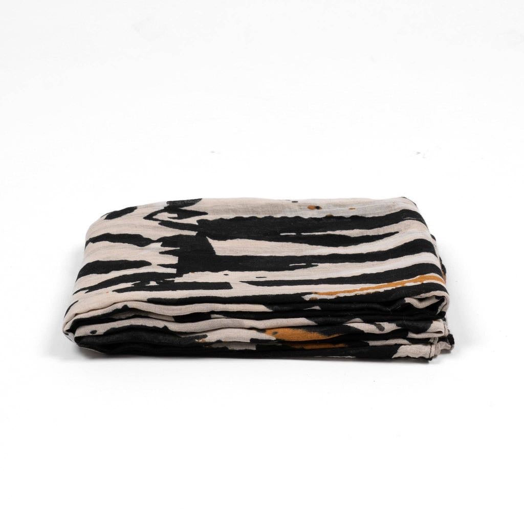 Black Zebra Print Lightweight Cotton Scarf