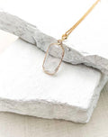 Quartz Rectangle Drop Gold Plated Gemstone Crystal Necklace