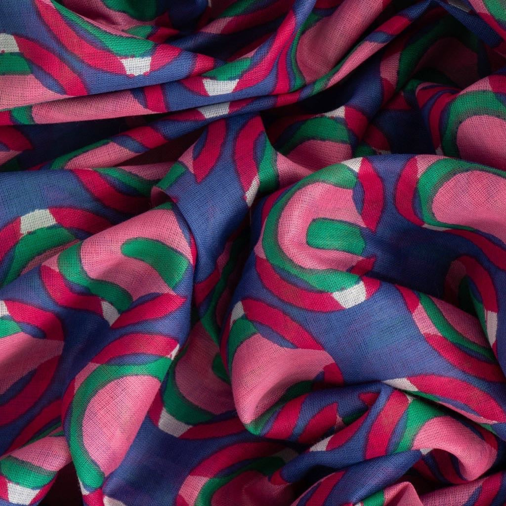 Green/Pink Retro Geometric Lightweight Cotton Scarf
