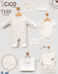 Baby 5 Piece 100% Cotton Floral Gift Set (0–9M) – Romper, Vest, Bib, Hat & Mittens
