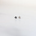 Bumble & Bee sterling silver star stud earrings packed on earring card – minimalist star studs