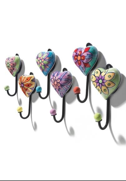 Hand Painted Heart Ceramic Hook