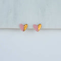 Pink Ceramic Studs With Gold Lustre-WhiteRain Wholesale