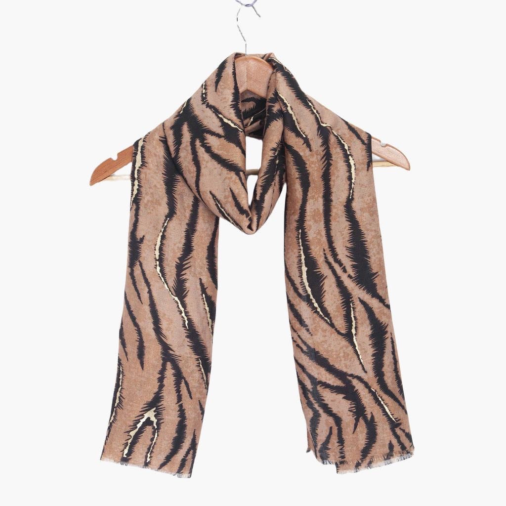 Brown Tiger Stripe Lightweight Scarf