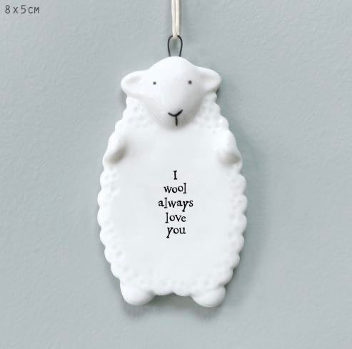 I Wool Always Love You Porcelain Sheep Hanger - East Of India
