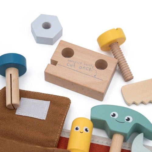 Jumini Wooden Tool Belt Play Set (3 Years+) | Kids Role Play Tool Set