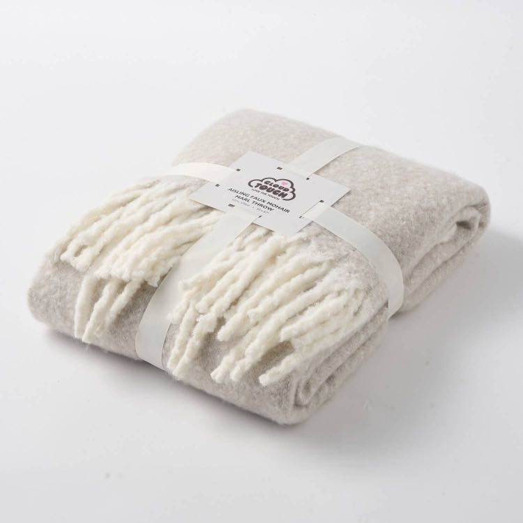 Aisling Faux Mohair Throw - Soft, Stylish Fringed Blanket