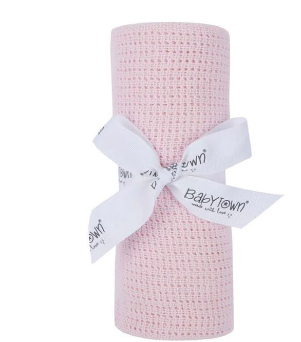 Cellular Cotton Baby/Cot Blanket - baby pink colour