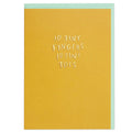10 Tiny Fingers 10 Tiny Toes new baby card in mustard yellow with embossed lettering