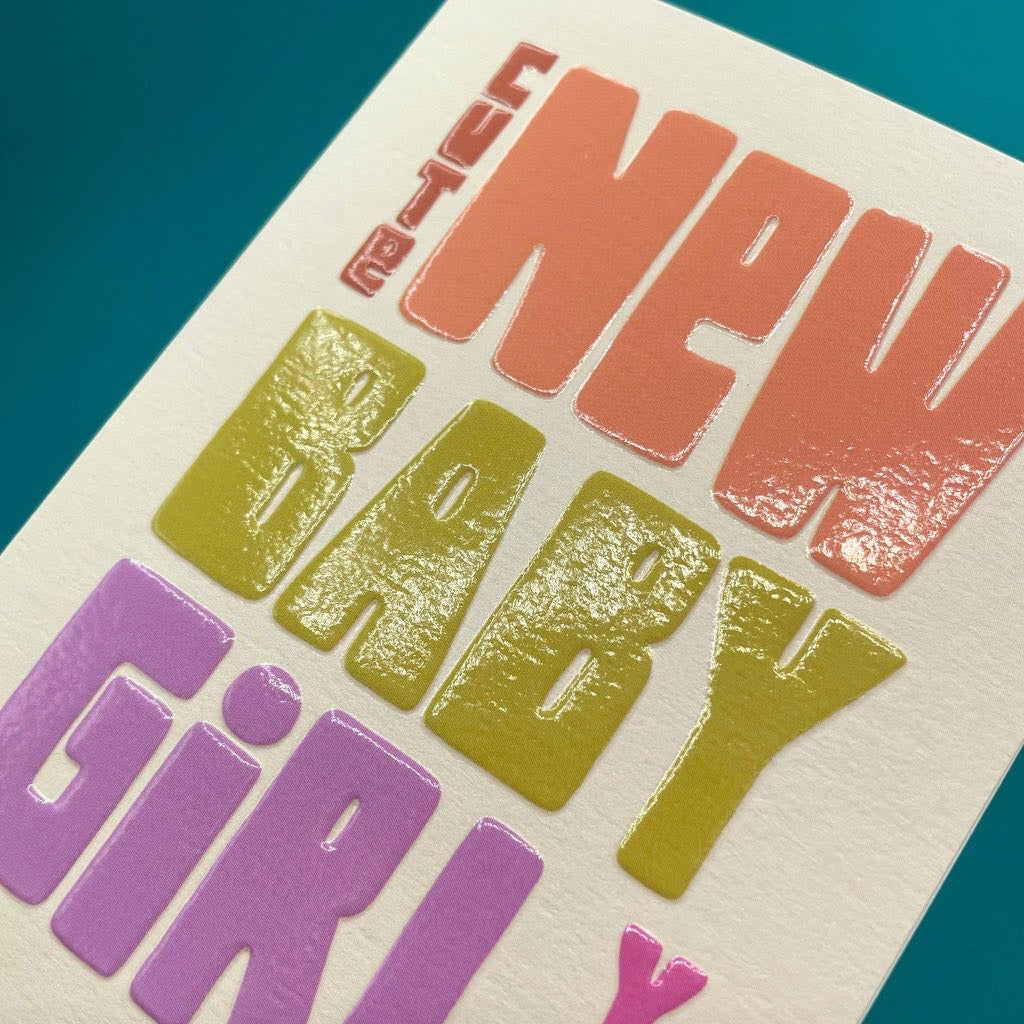 Cute New Baby Girl Card (95 x 133mm) | Congratulations New Baby Card | Blank Inside