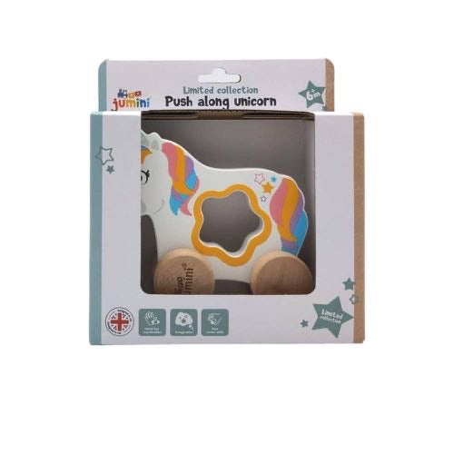 Wooden Push Along Unicorn Toy by Jumini | 6m+