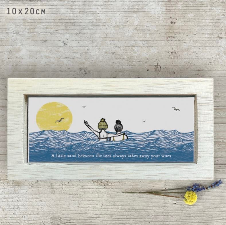 A little sand between the toes takes away all your woes wooden box frame east of india