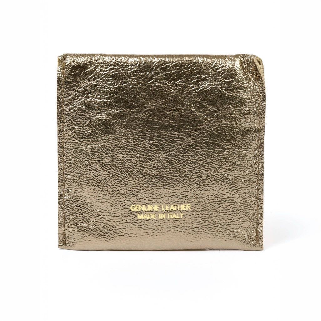 Brooklynn Italian Leather Card Wallet - Gold Metallic