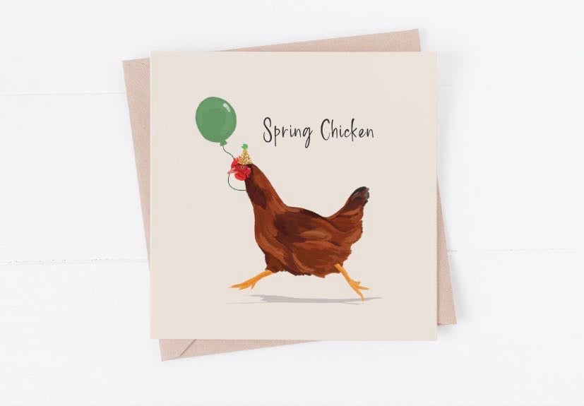Spring Chicken Fun Birthday Card