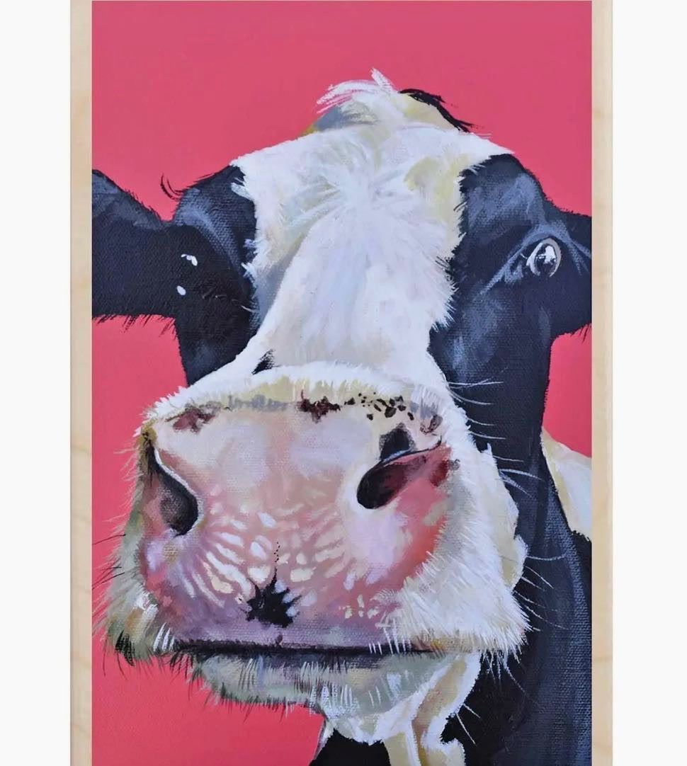 Pink Cow Wooden Postcard - The Wooden Postcard Company