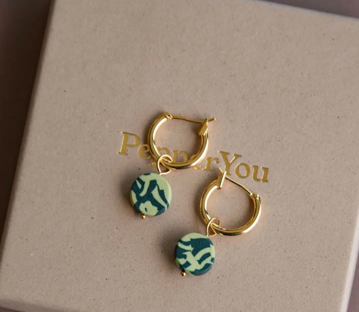 Circle Charm Hoop Earrings by Pepper You