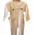 Baby Two Piece “LITTLE ME” Beige Dungarees Set (9-24M)