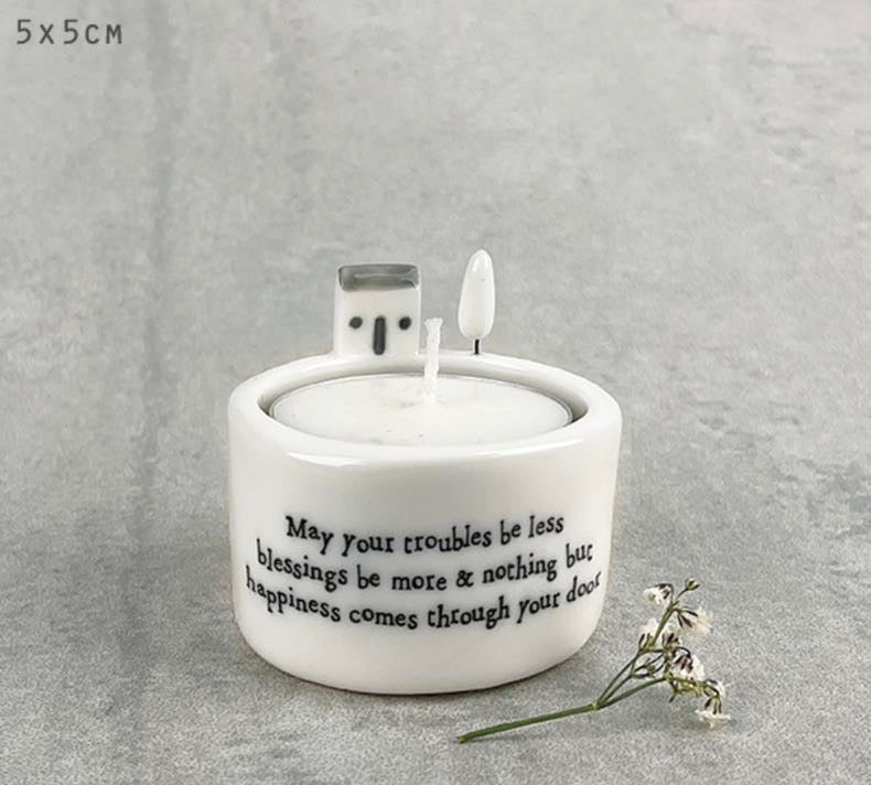 May Your Troubles Be Less Candle & Tealight Holder - East Of India