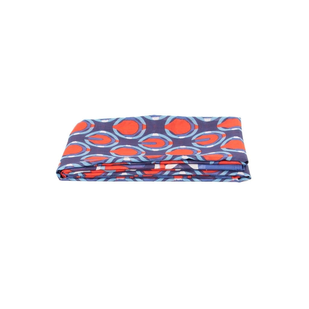 Navy/Red Retro Geometric Print Lightweight Cotton Scarf