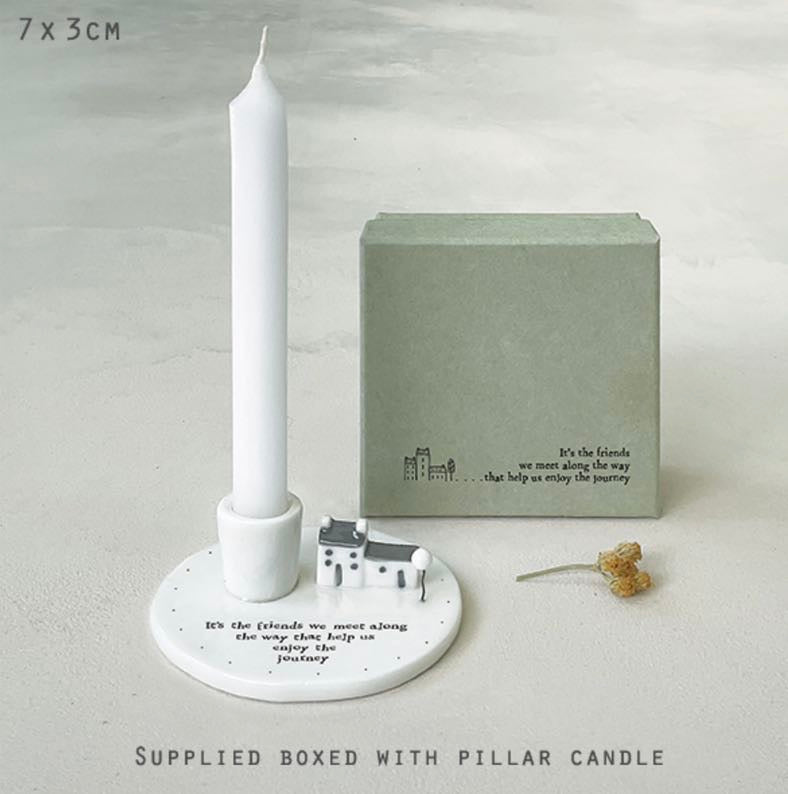 'It's The Friends We Meet Along The Way' Candle Holder - East Of India
