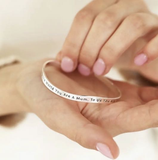 Adjustable Organic Meaningful Silver Mum Bangle