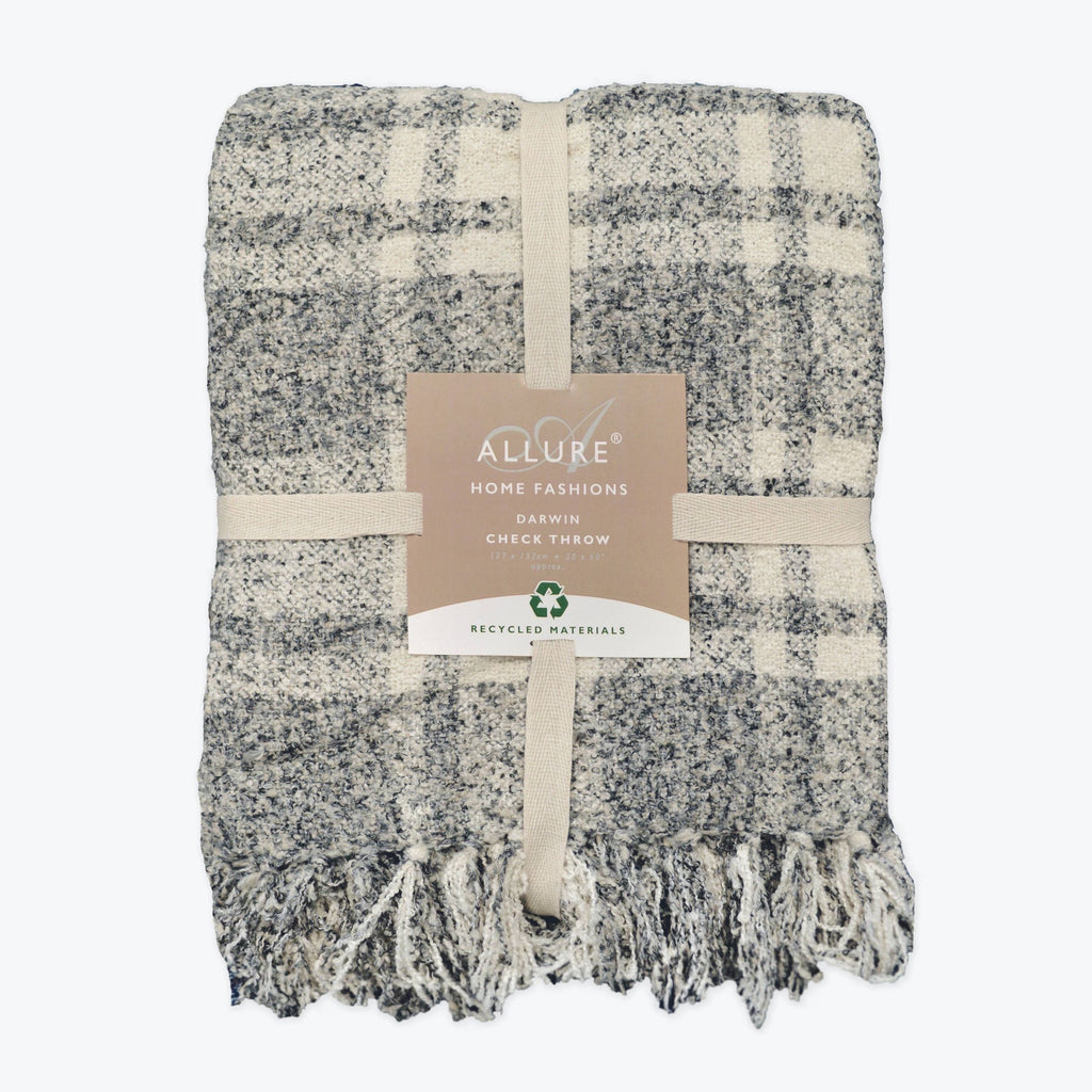 Darwin Chenille Checked Tartan Throw Blanket - 100% Recycled