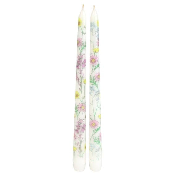 Talking Tables floral wildflower dinner taper candles – statement patterned candles