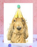 Ginger Cocker Spaniel Pompom Birthday Card