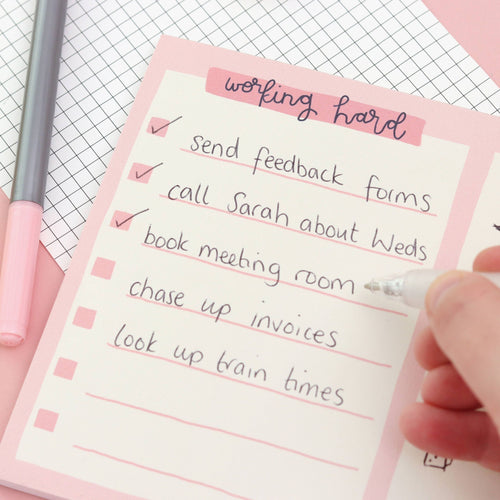 A5 notepad - working hard, hardly working