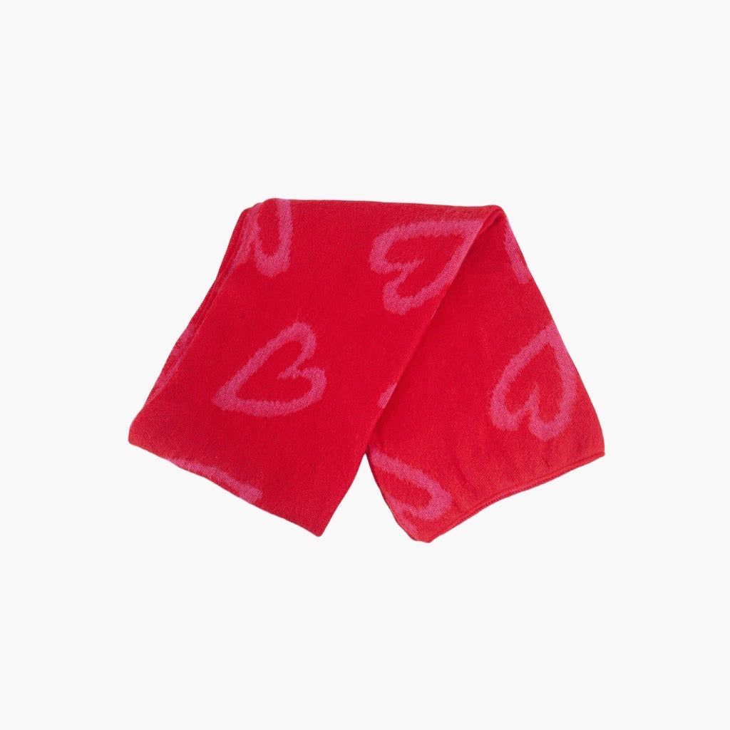 Red/Pink Sketched Hearts Heavyweight Scarf