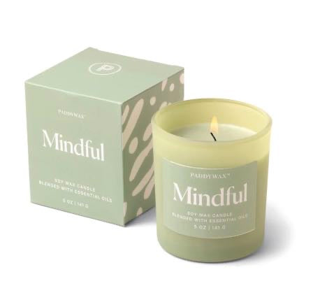 Wellness Glass Soy Candle -  Green - Mindful