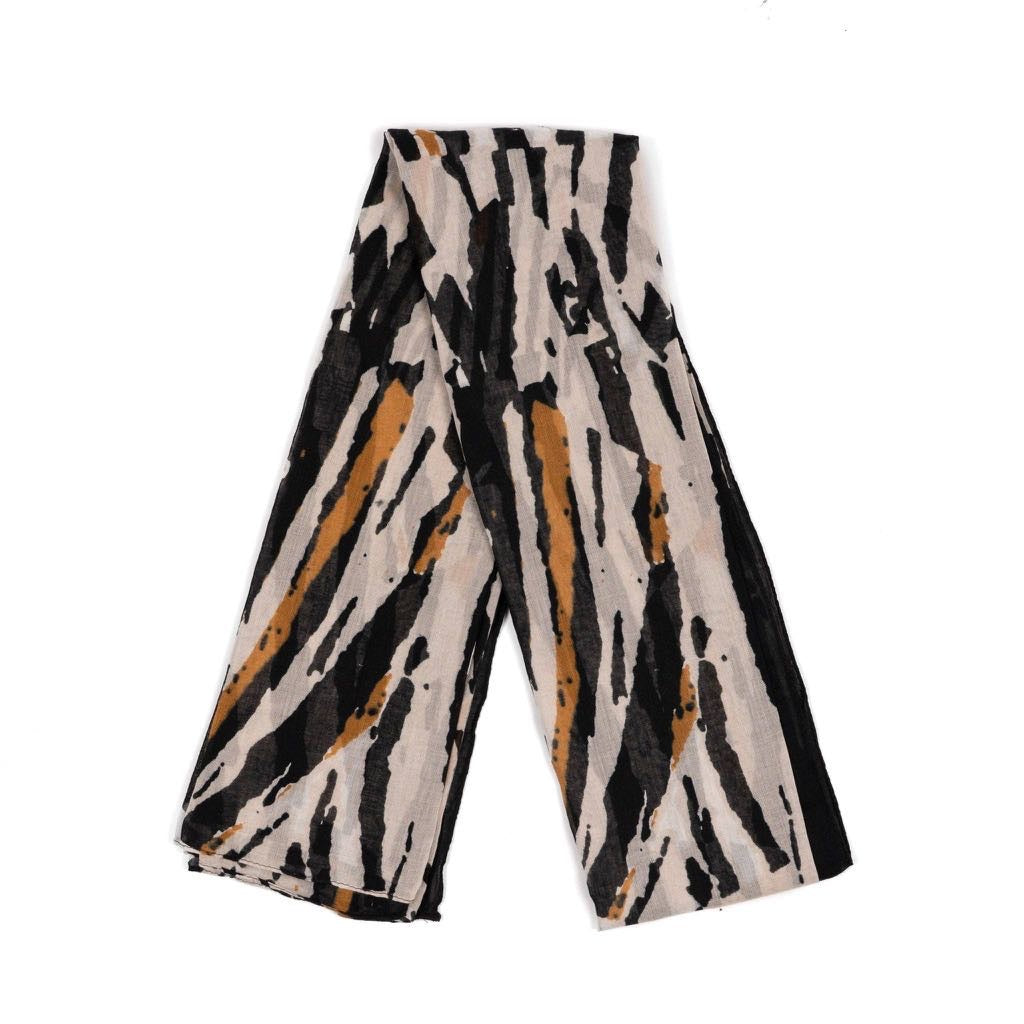 Black Zebra Print Lightweight Cotton Scarf