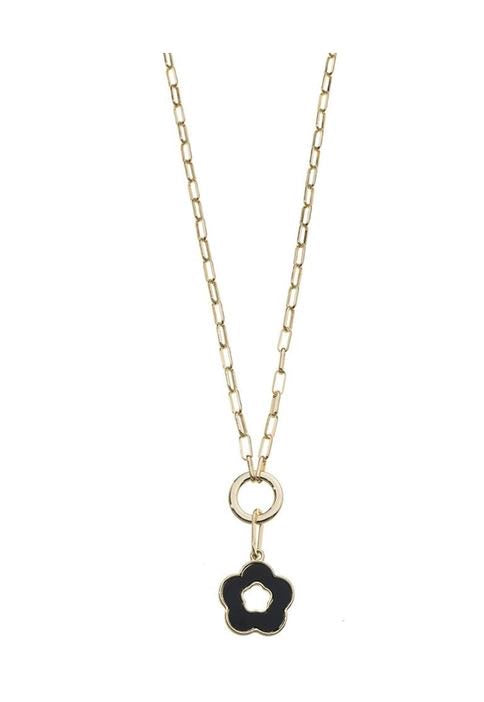 Black Hanging Flower Gold Necklace