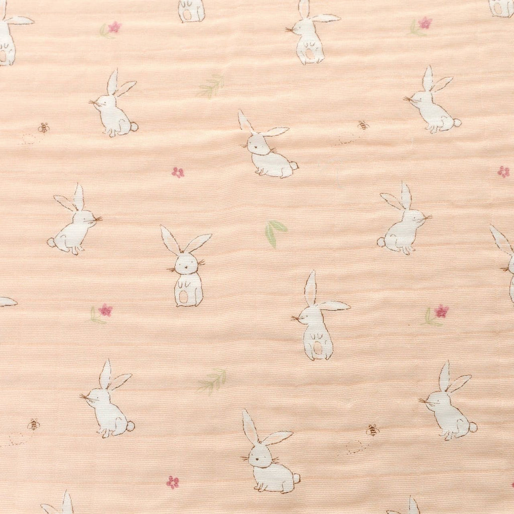 Ziggle Pink Bunny Muslin Square | Soft Baby Muslin Cloth
